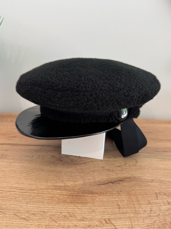 Rare Louis Vuitton Shearling Baker Boy Newsboy Cap Black Wool Hat New Condition main image 12